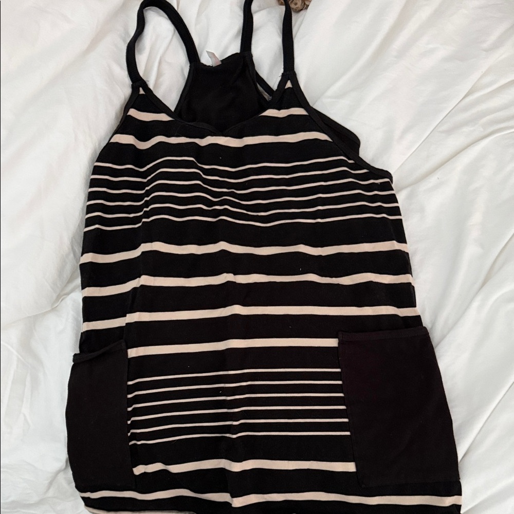 Free People Black and Cream Striped Dress